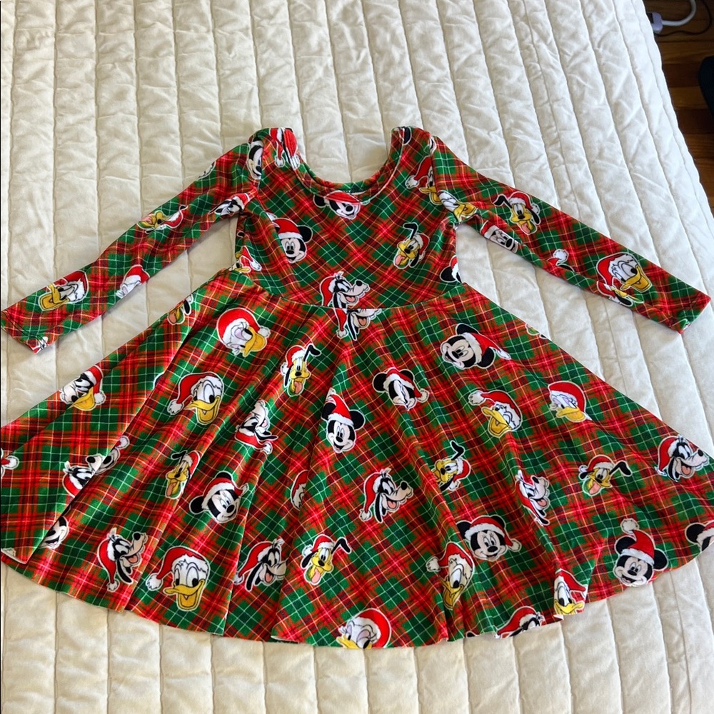 Kids' Festive Cartoon Character Dress - Green and Red